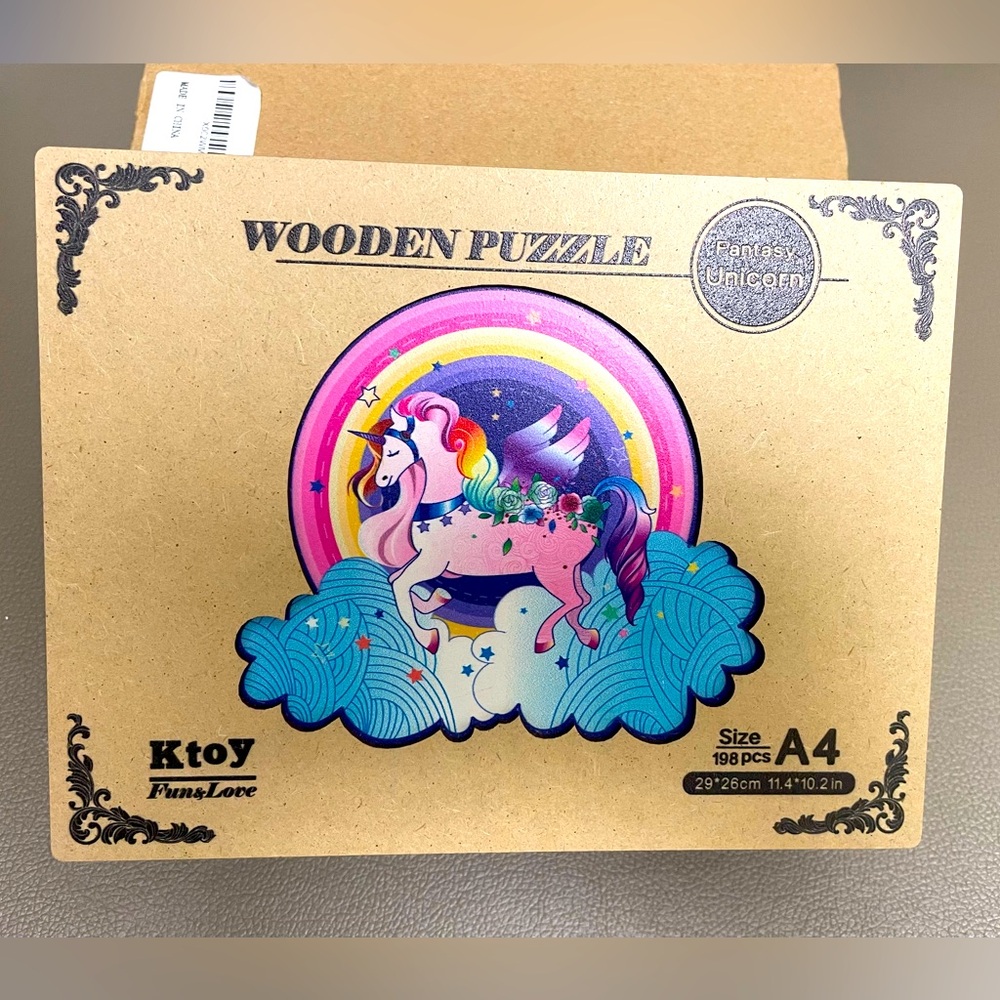 Jigsaw Puzzle Ktoys Wooden  Fantasy Unicorn198 pieces Hard to find NWOT - Picture 2 of 7